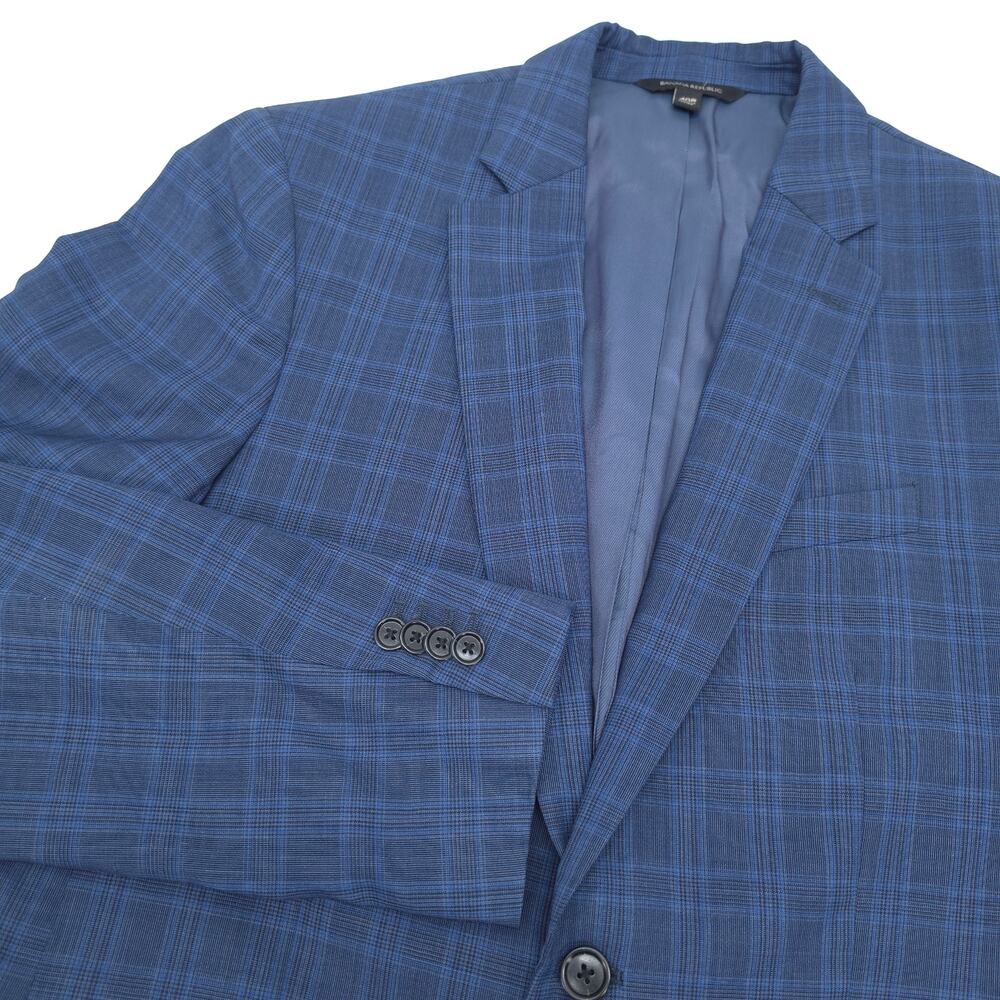 Banana Republic Marzotto Slim Fit Sport Coat Blazer 40R Blue Plaid Wool